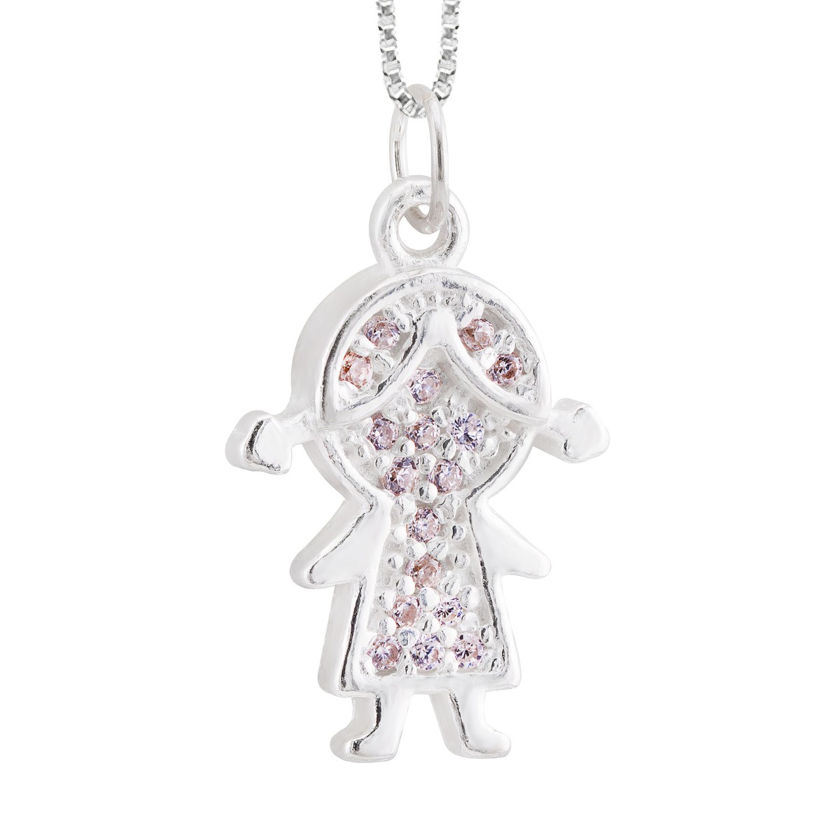 PINGENTE P925 MENINA G ZIRCÔNIAS CRISTAL