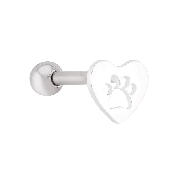 PIERCING P925, E O PINO E TARRACHA EM AÇO CIRURGICO P/ TRAGUS E HÉLICE CORAÇAO E PATA 5MM
