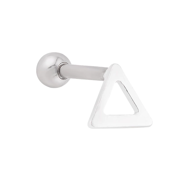 PIERCING P925, E O PINO E TARRACHA EM AÇO CIRURGICO P/ TRAGUS E HÉLICE TRIANGULO LISO VAZADO 5MM