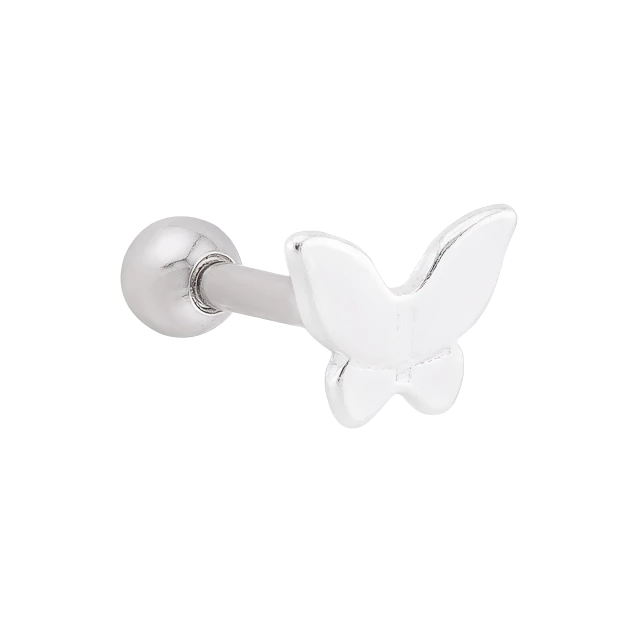 PIERCING P925, E O PINO E TARRACHA EM AÇO CIRURGICO P/ TRAGUS E HÉLICE BORBOLETA CHAPA LISA 5MM