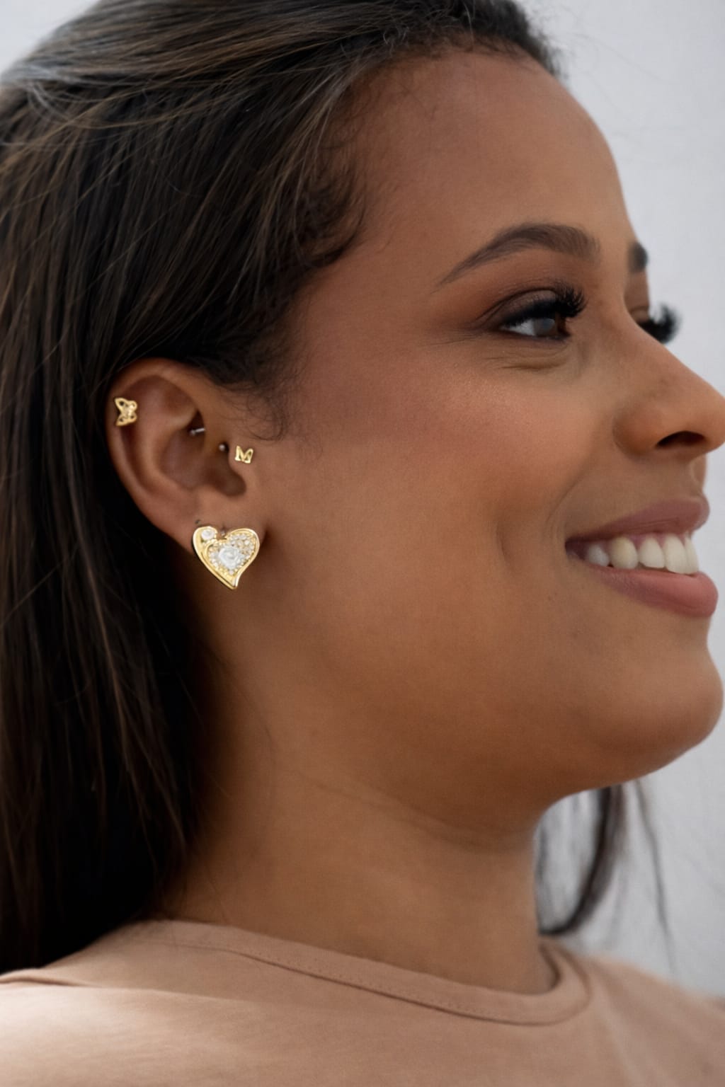 Brinco Coração Organico Com Zirconia