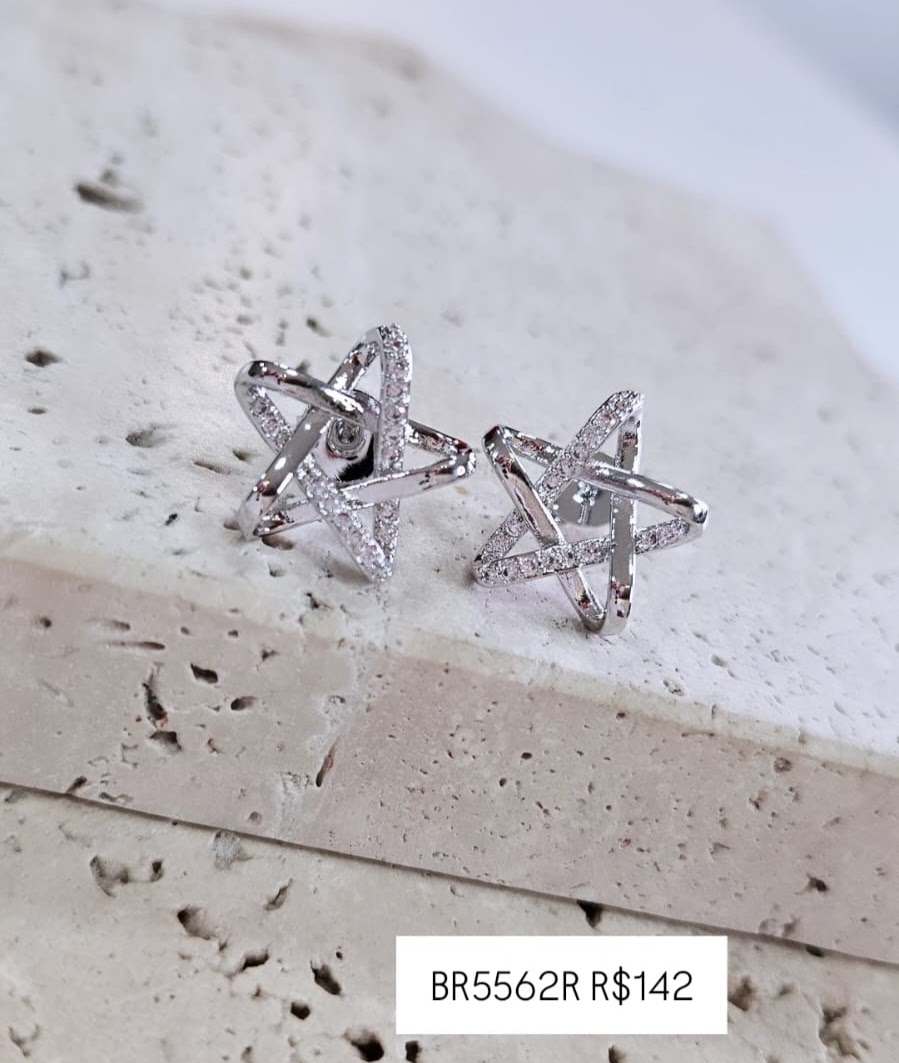 Brinco Estrela Organica Cravejada