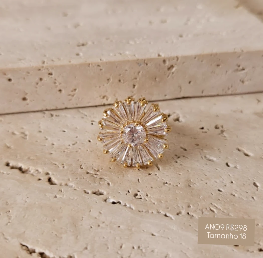 Anel Flor com Navete e Zirconia N17