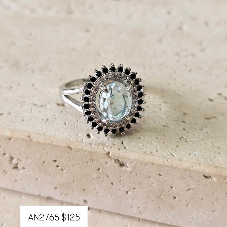 Anel Pedra Azul com Micro Zirconia N18
