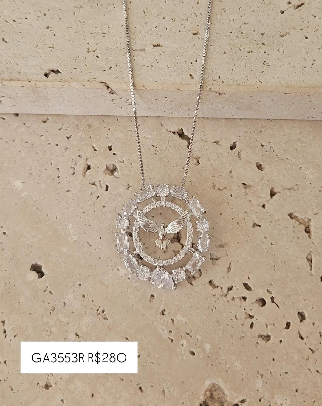 Gargantilha Mandala Espirito Santo Zirconias 45cm