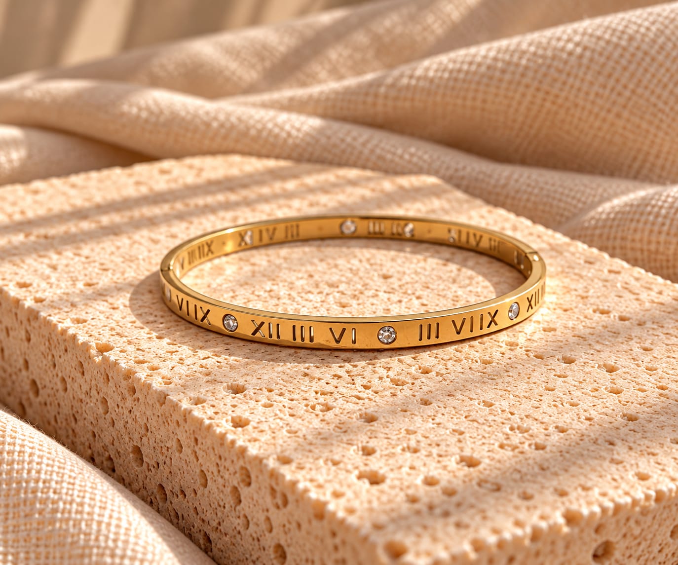 Bracelete Numeros Romanos em Aço Inox