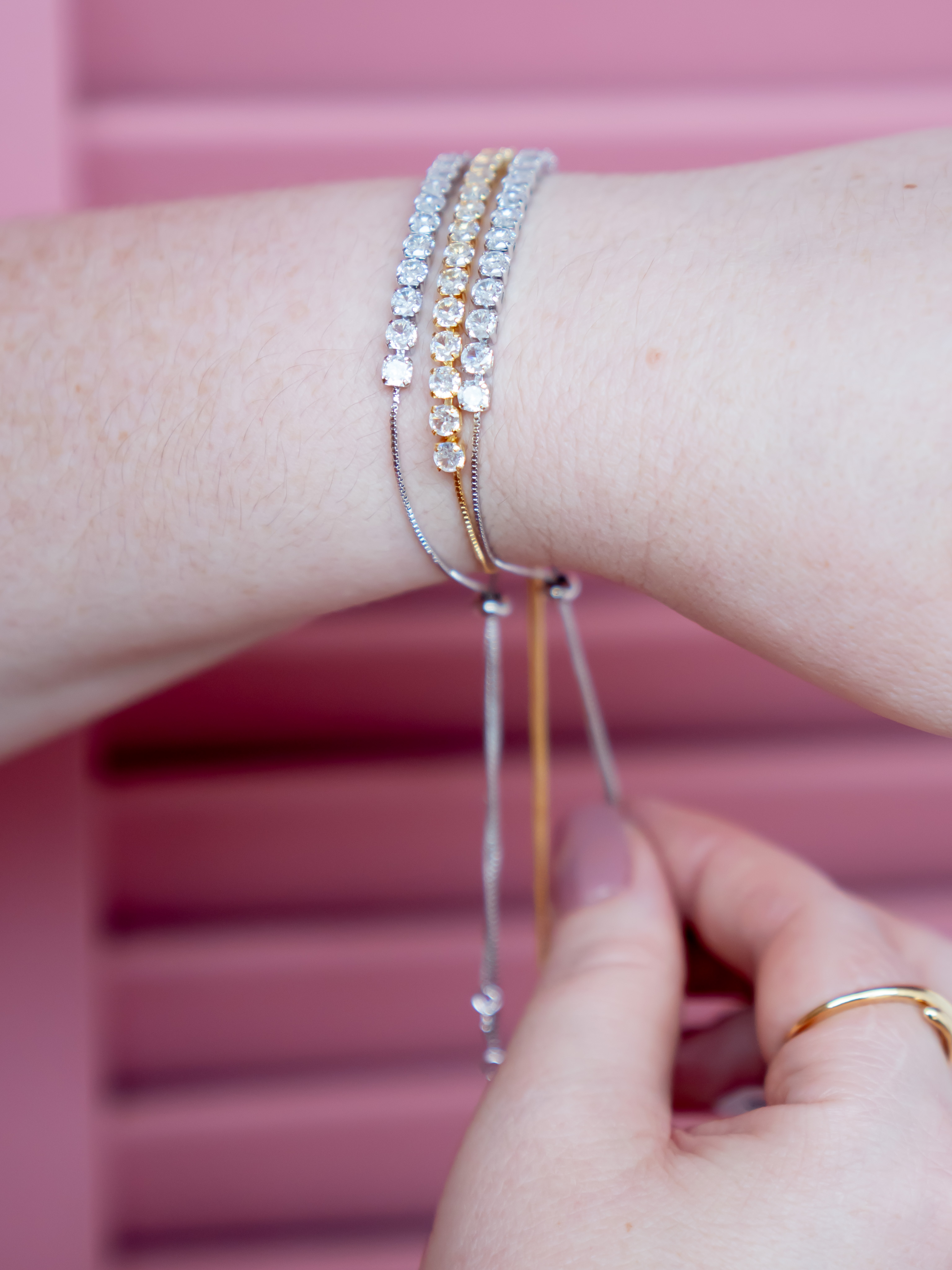 Pulseira Fio de Zirconias Cristal Ajustável R