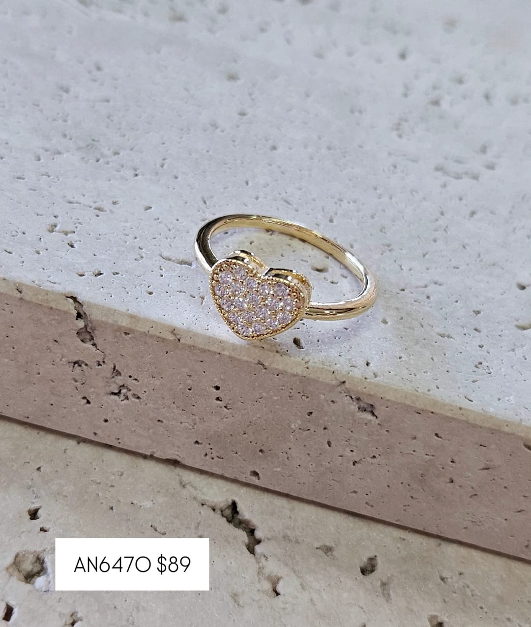 Anel Coração Cravejado Alto N16