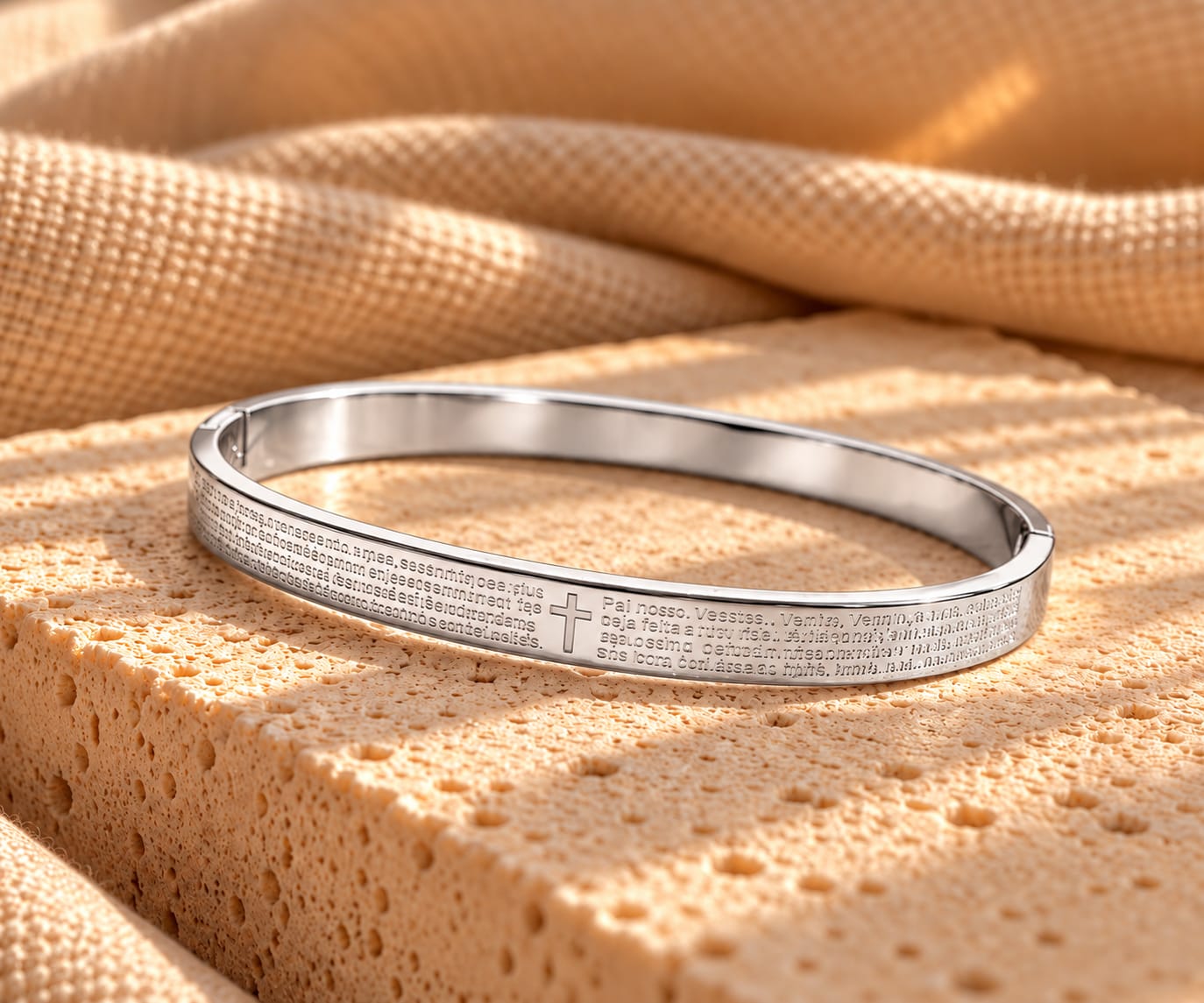 Bracelete Pai Nosso em Aço Inox