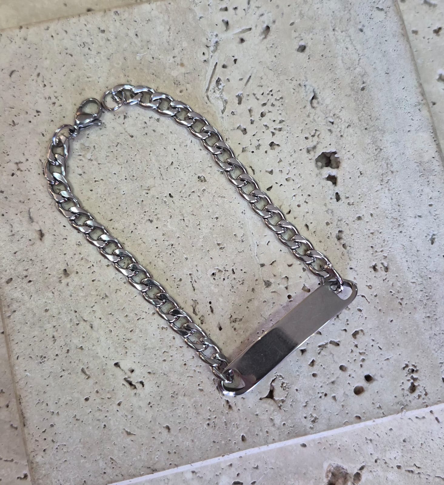 Pulseira Grumet com Placa Aço Inox (Menor) 21cm