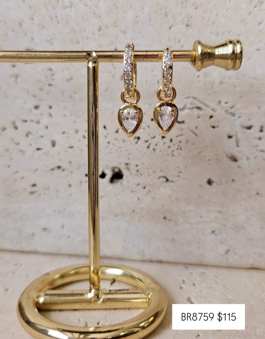 Brinco Argola Clic Gota Base Cravejada