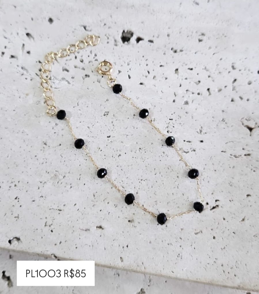 Pulseira Cristais Negros 18cm
