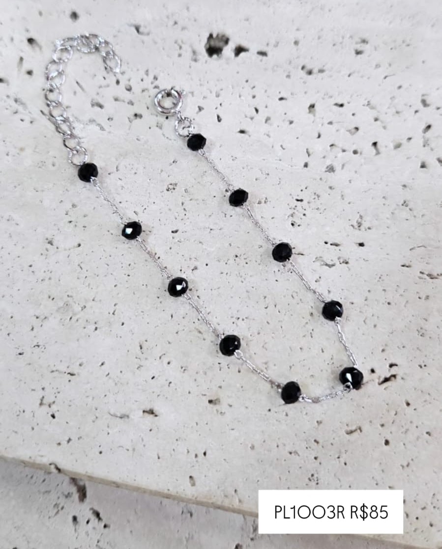 Pulseira Cristais Negros 18cm
