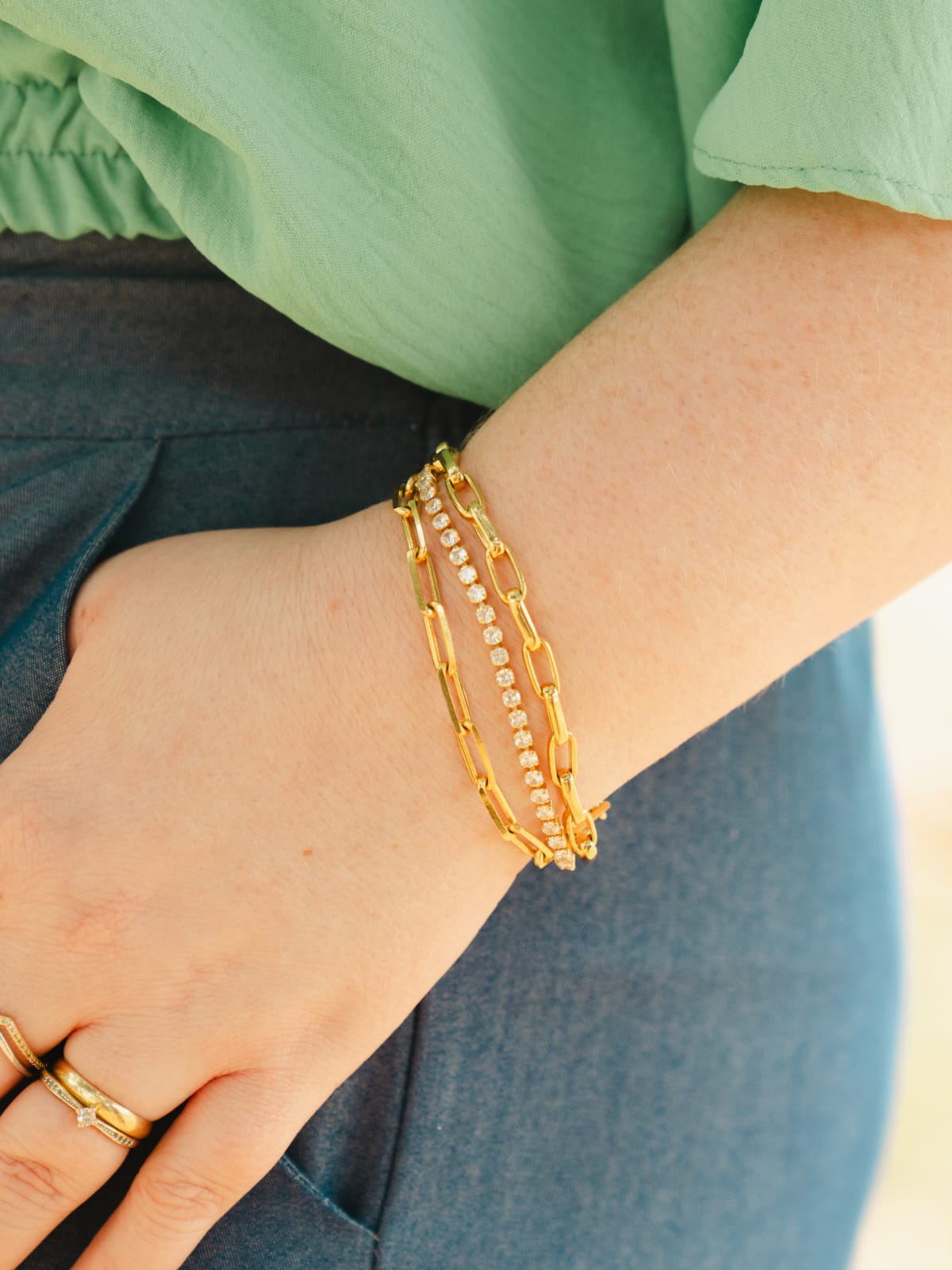 Pulseira Tripla Elos, Cartier, Zirconia