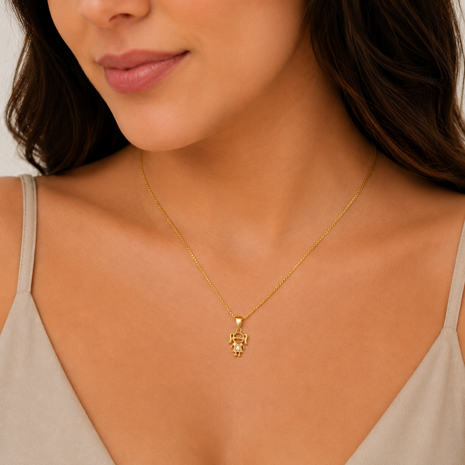 Colar Menina com 1 Zircônia Banhado a Ouro 18k com Zircônia - 40 cm + 4 cm(Alongador)