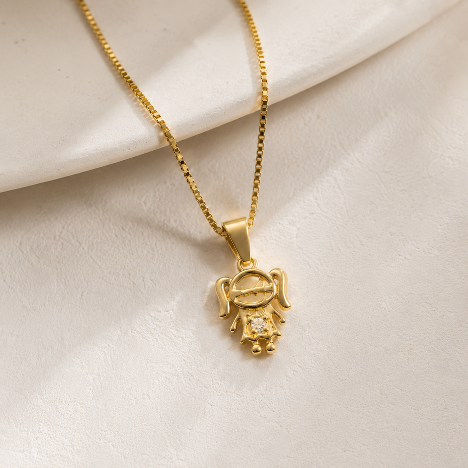 Colar Menina com 1 Zircônia Banhado a Ouro 18k com Zircônia - 40 cm + 4 cm(Alongador)