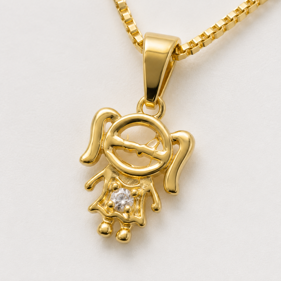 Colar Menina com 1 Zircônia Banhado a Ouro 18k com Zircônia - 40 cm + 4 cm(Alongador)