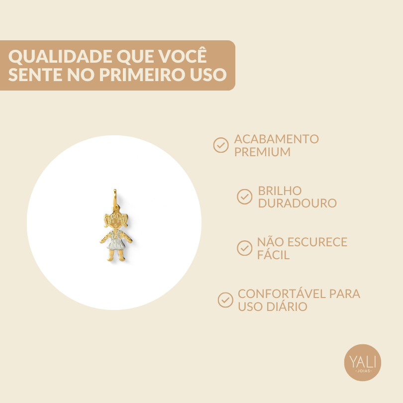 Pingente Menina Banhado a Ouro 18k