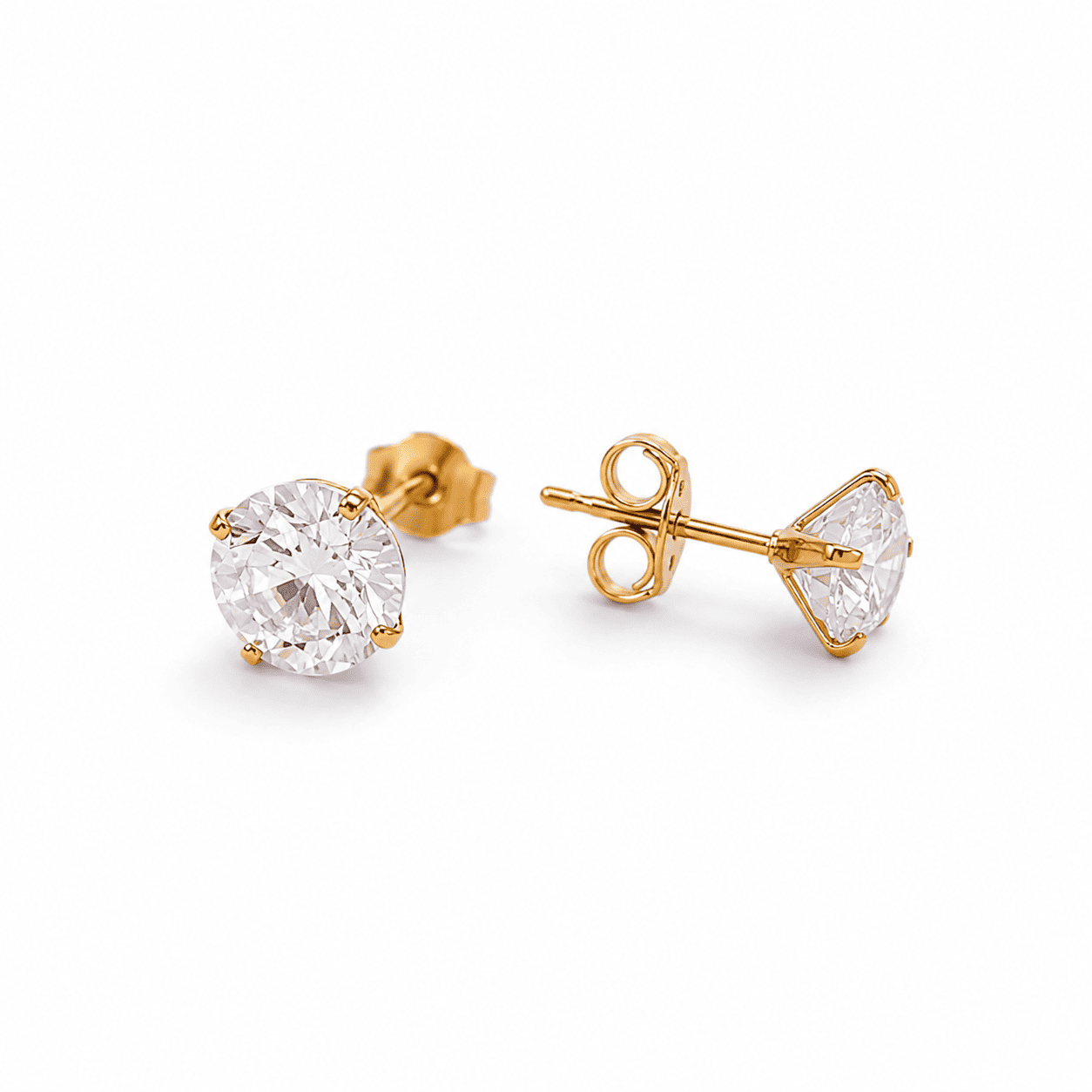 Brinco Ponto de Luz Banhado a Ouro 18k com Zircônia - 8mm