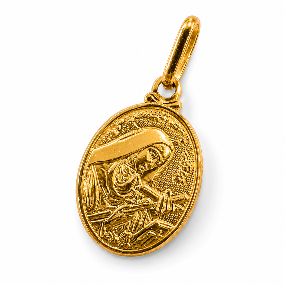 Pingente Santa Rita de Cássia Banhado a Ouro 18k - 1,5 cm