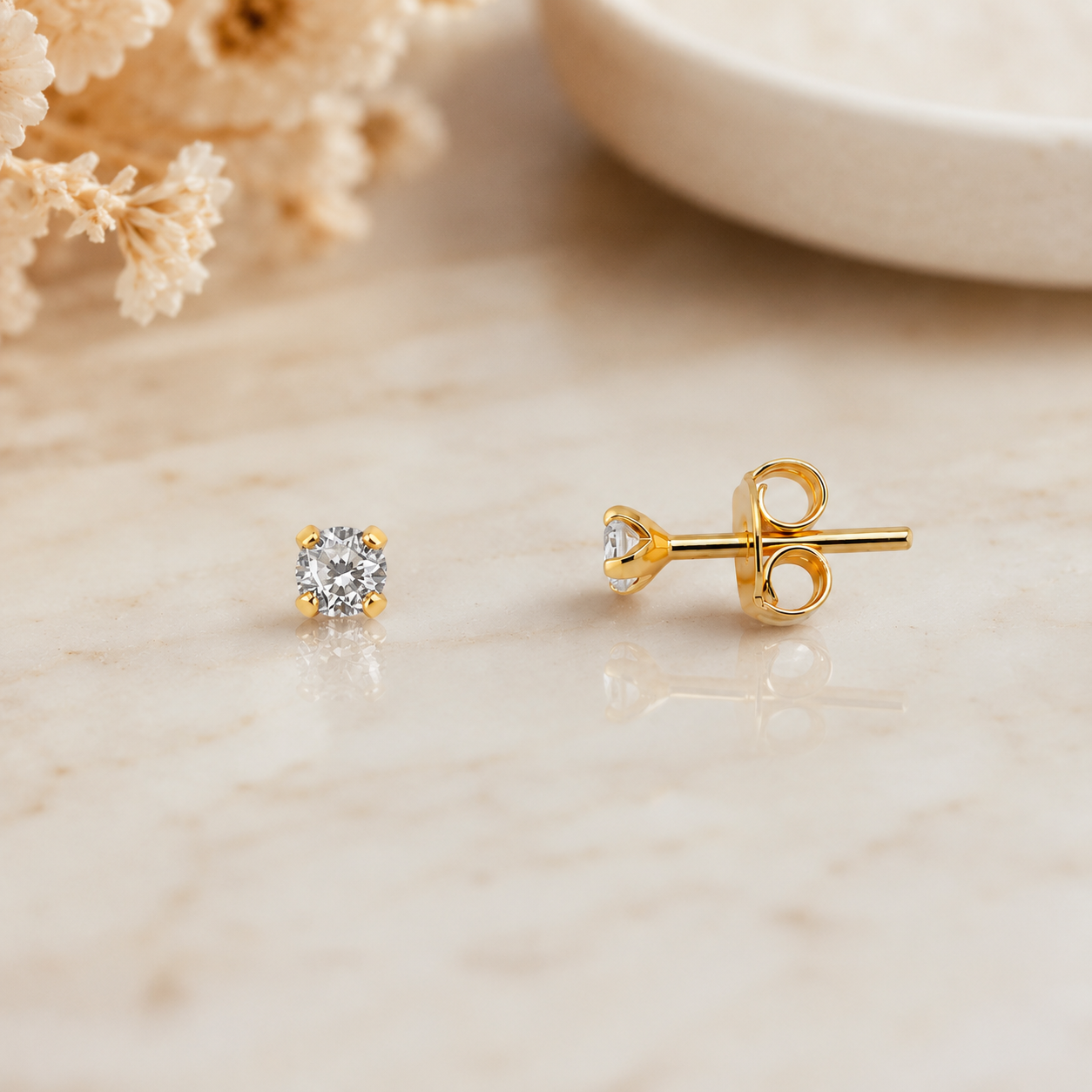 Brinco Ponto de Luz Banhado a Ouro 18K Zircônia - 3mm