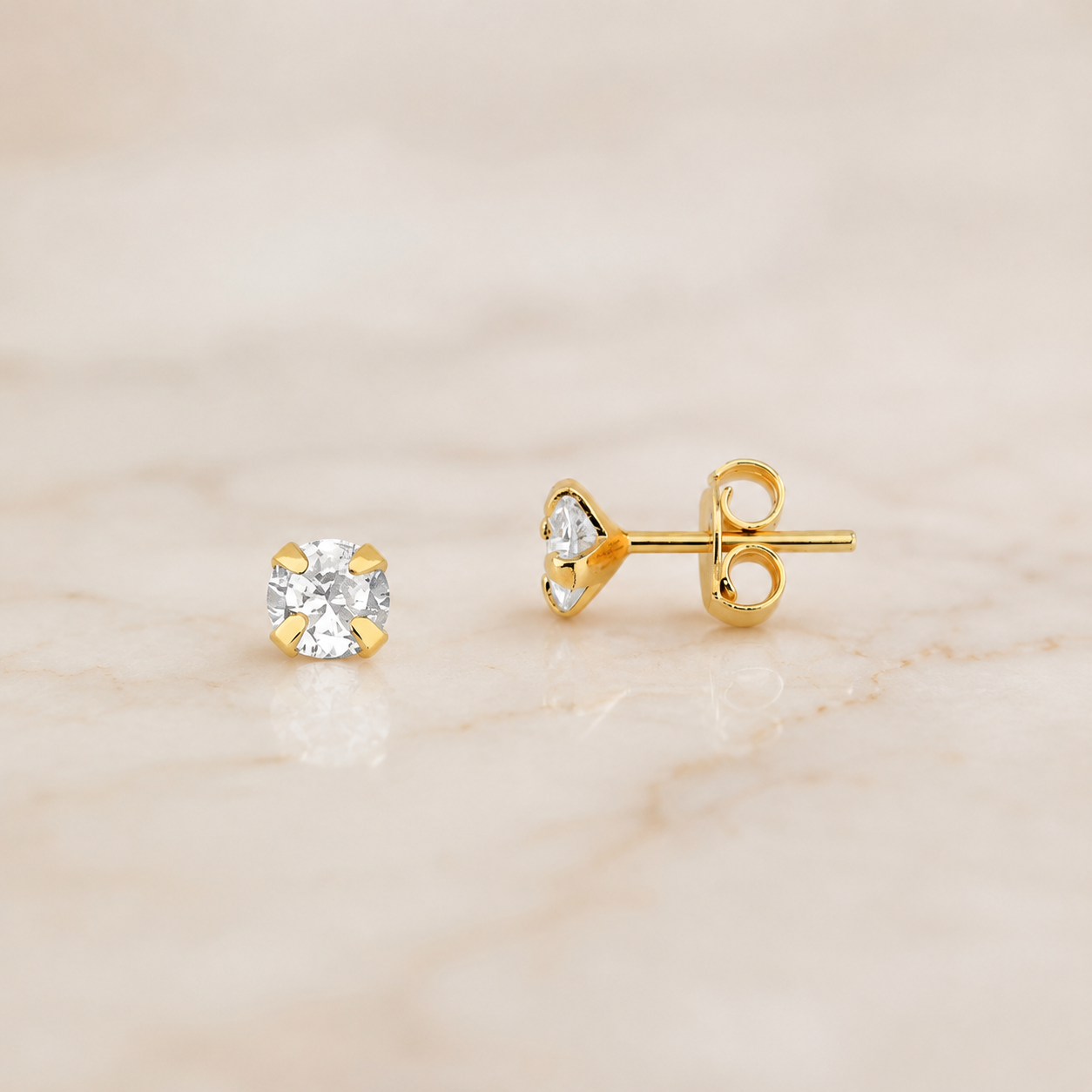 Brinco Ponto de Luz Banhado a Ouro 18K Zircônia - 5mm