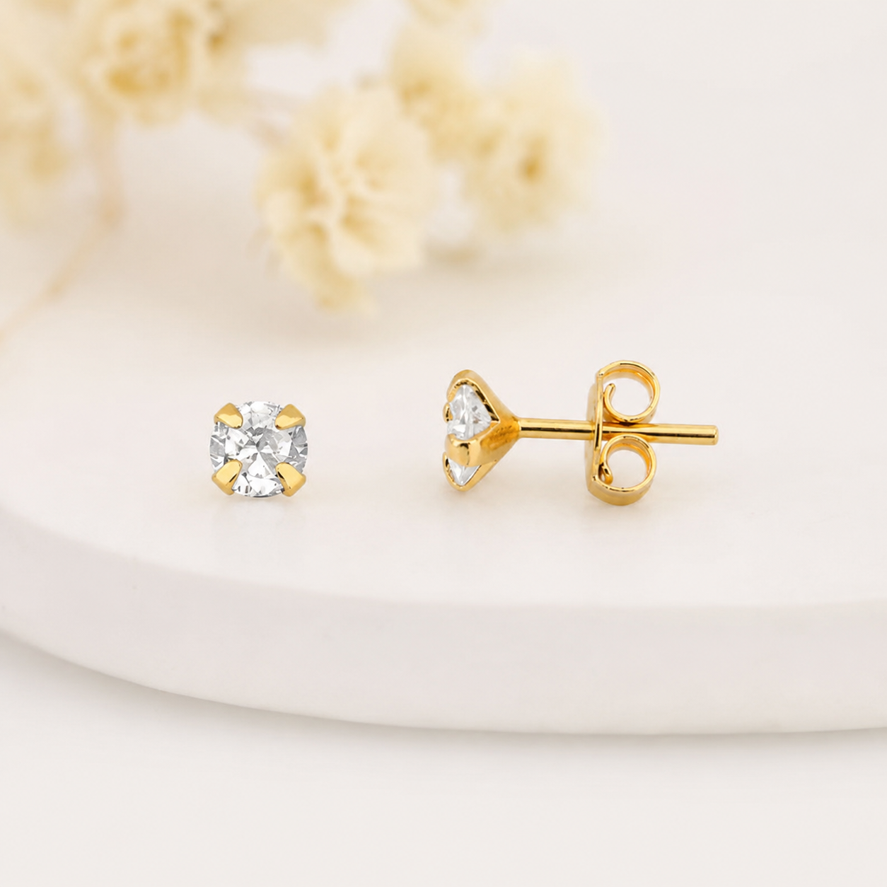Brinco Ponto de Luz Banhado a Ouro 18K Zircônia - 5mm