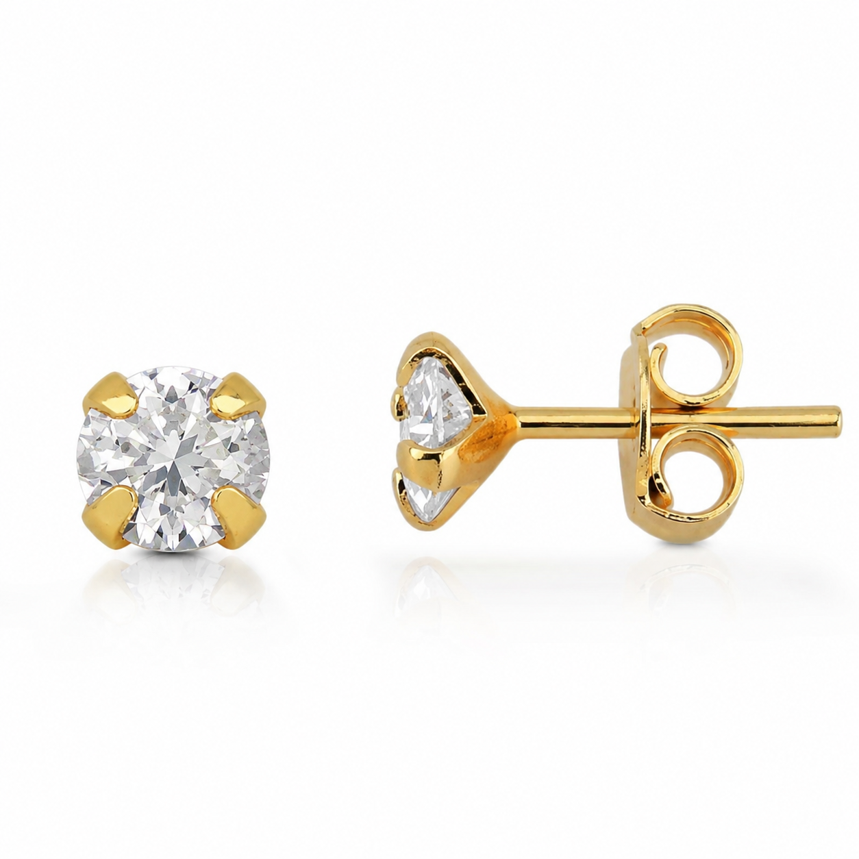 Brinco Ponto de Luz Banhado a Ouro 18K Zircônia - 5mm