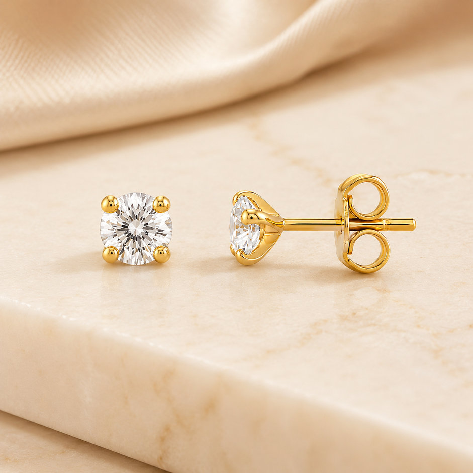 Brinco Ponto de Luz Banhado a Ouro 18K Zircônia - 10mm