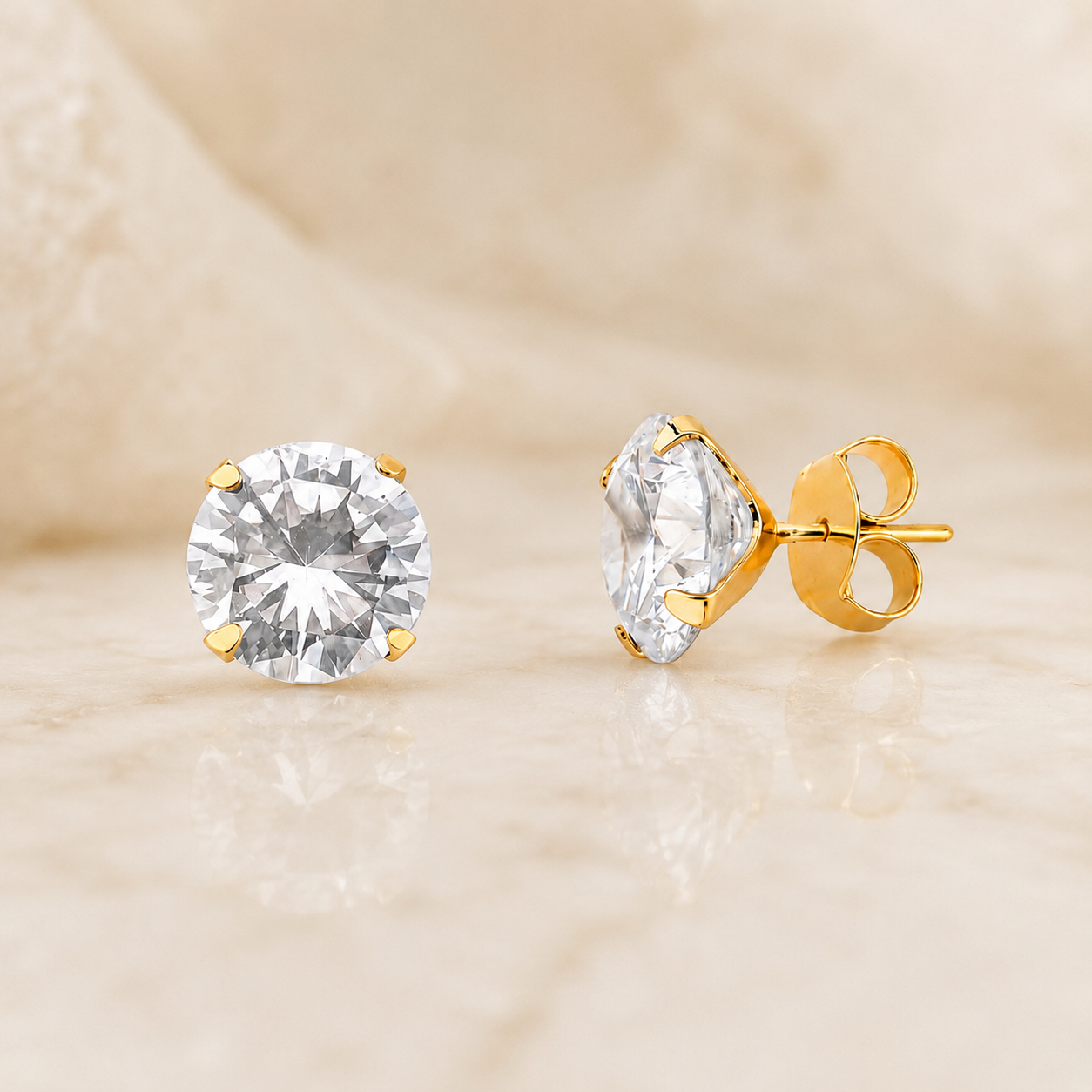 Brinco Banhado a Ouro 18k com Zircônia - 1,2 cm