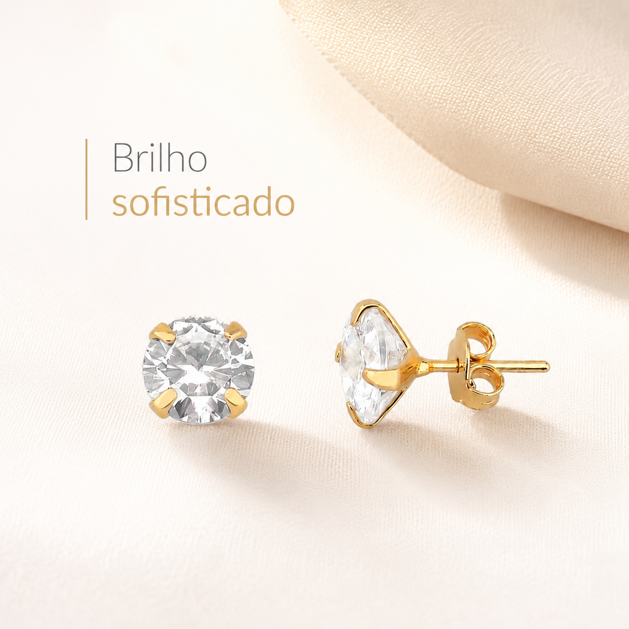 Brinco Banhado a Ouro 18k com Zircônia - 8mm