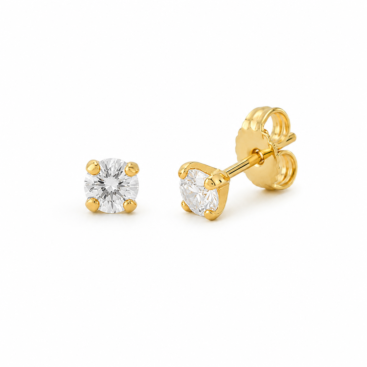 Brinco Ponto de Luz Banhado a Ouro 18K Zircônia - 4mm