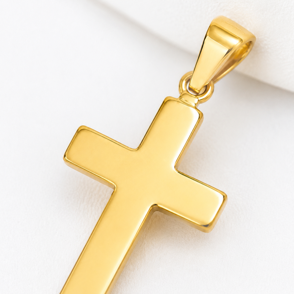 Pingente Crucifixo Liso Banhado a Ouro 18k - 2,8 cm