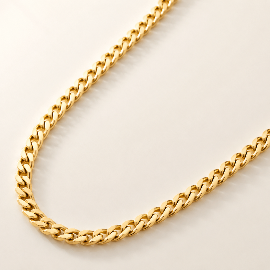 Corrente Elo 1x1 (7mm) Banhada a Ouro 18k - 60 cm