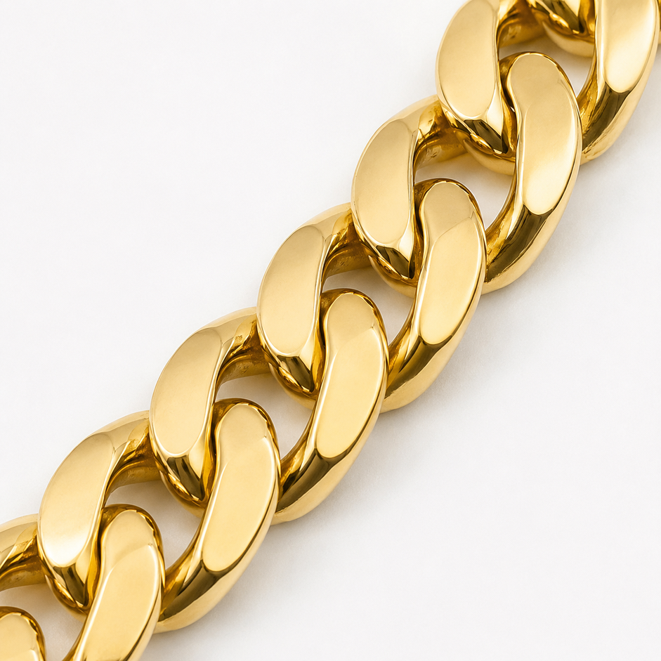 Corrente Elo 1x1 (7mm) Banhada a Ouro 18k - 60 cm