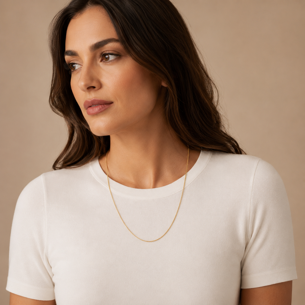 Corrente Veneziana (1mm) Banhada a Ouro 18k - 50 cm