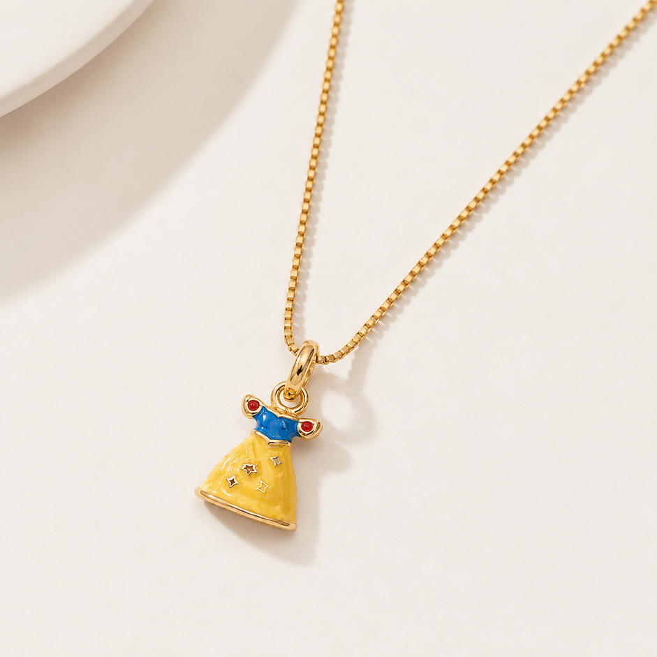 Colar Infantil Branca de Neve Banhado a ouro 18k - 34 cm + 3 cm (Alongador)