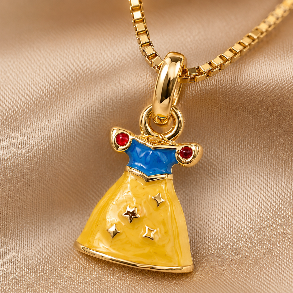Colar Infantil Branca de Neve Banhado a ouro 18k - 34 cm + 3 cm (Alongador)