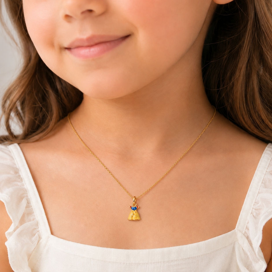 Colar Infantil Branca de Neve Banhado a ouro 18k - 34 cm + 3 cm (Alongador)