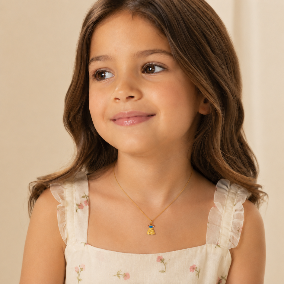Colar Infantil Branca de Neve Banhado a ouro 18k - 34 cm + 3 cm (Alongador)