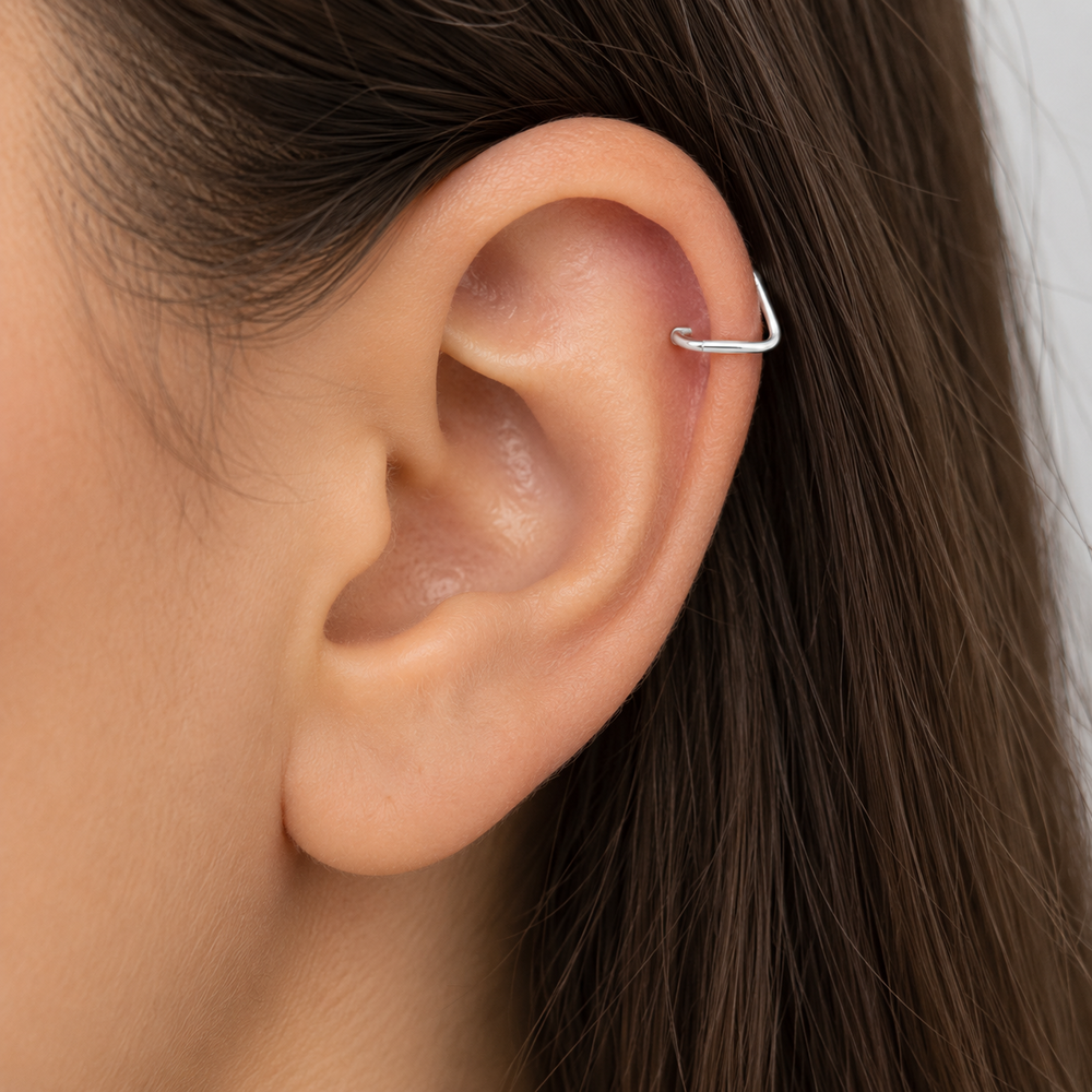Brinco Piercing Triangulo Prata 925 - 1 cm