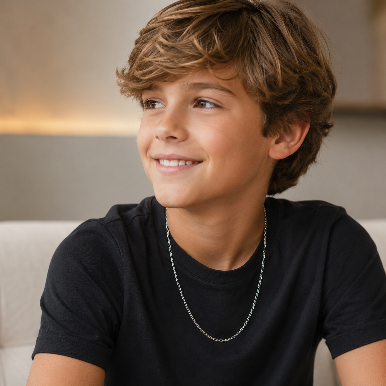 Corrente Infantil Masculina Estilo Cartier Prata 925 - 45 cm