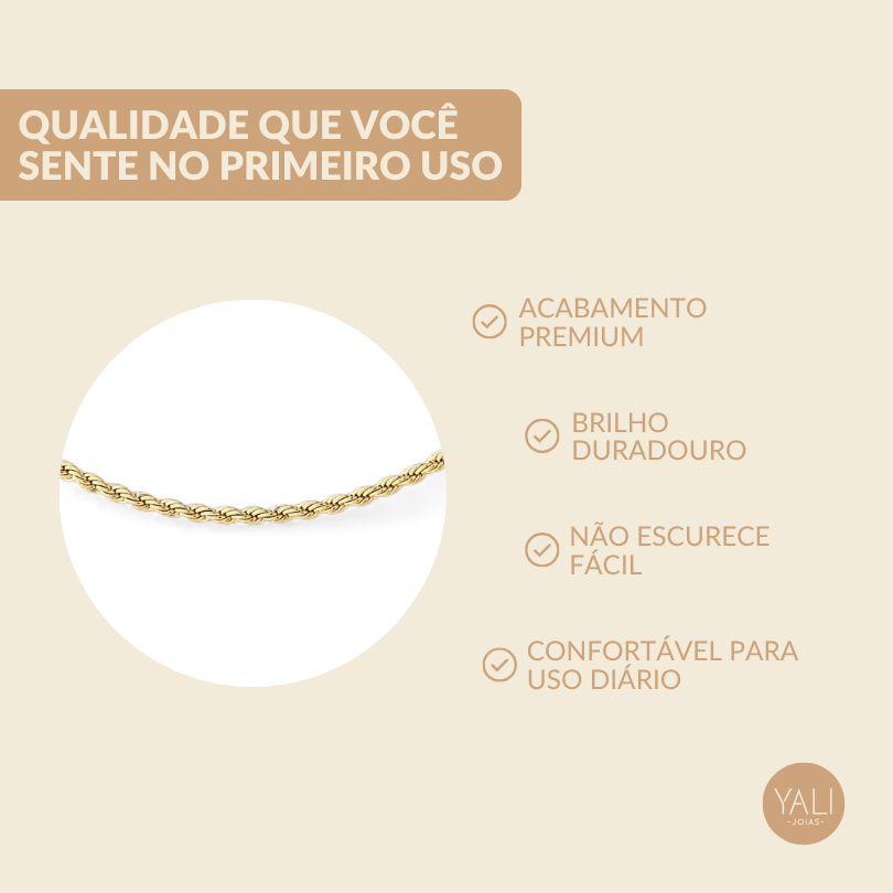 Corrente Cordão Baiano Banhada a Ouro 18K - 60cm