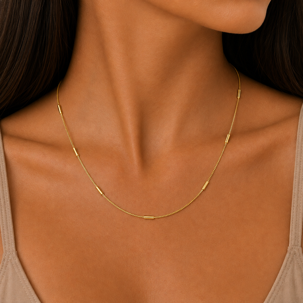 Corrente Veneziana Tubinho Banhada a Ouro 18k - 40 cm