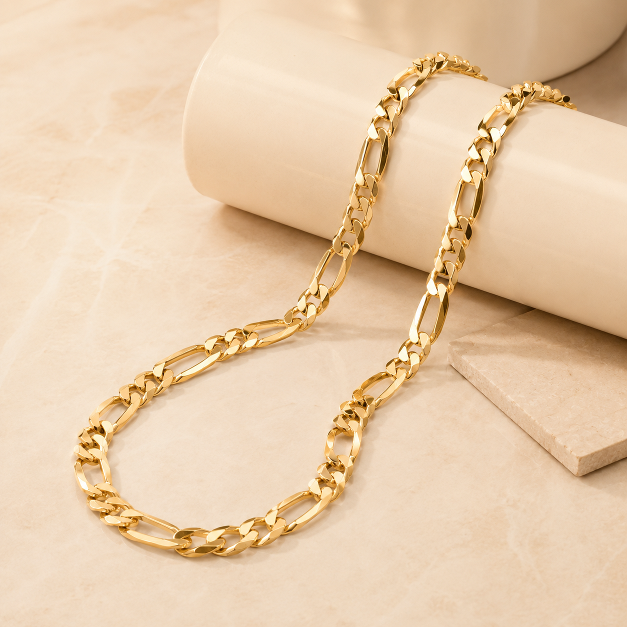 Corrente Elo 3x1 (8mm) Banhado a Ouro 18k - 60 cm