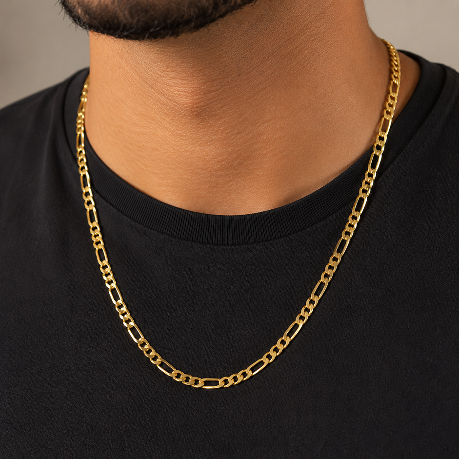 Corrente Elo 3x1 (8mm) Banhado a Ouro 18k - 60 cm