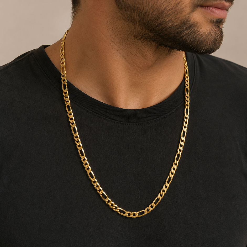 Corrente Elo 3x1 (8mm) Banhado a Ouro 18k - 60 cm