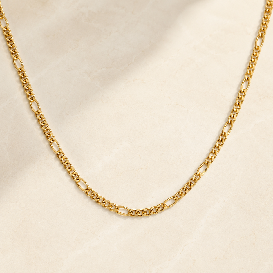Corrente Elo 5x1 (4mm) Banhado a Ouro 18k - 70 cm