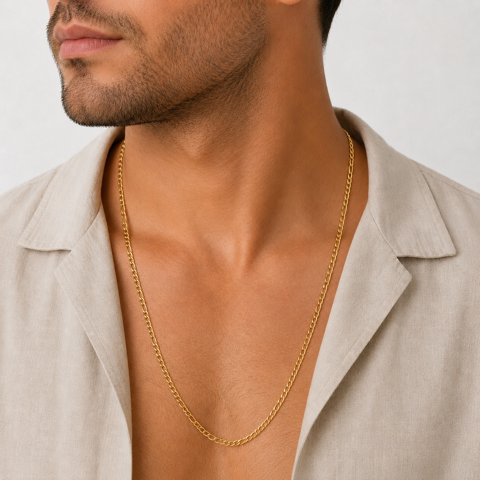 Corrente Elo 5x1 (4mm) Banhado a Ouro 18k - 70 cm