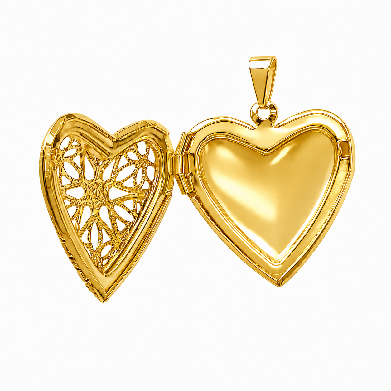 Pingente Relicário Coração Banhado a Ouro 18k - 2,5 cm